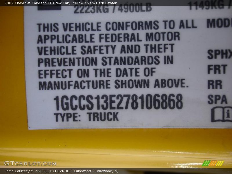 Yellow / Very Dark Pewter 2007 Chevrolet Colorado LT Crew Cab