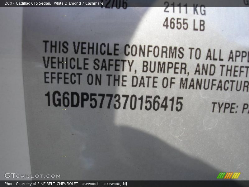 White Diamond / Cashmere 2007 Cadillac CTS Sedan