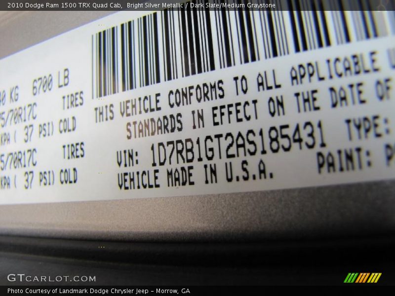 Bright Silver Metallic / Dark Slate/Medium Graystone 2010 Dodge Ram 1500 TRX Quad Cab