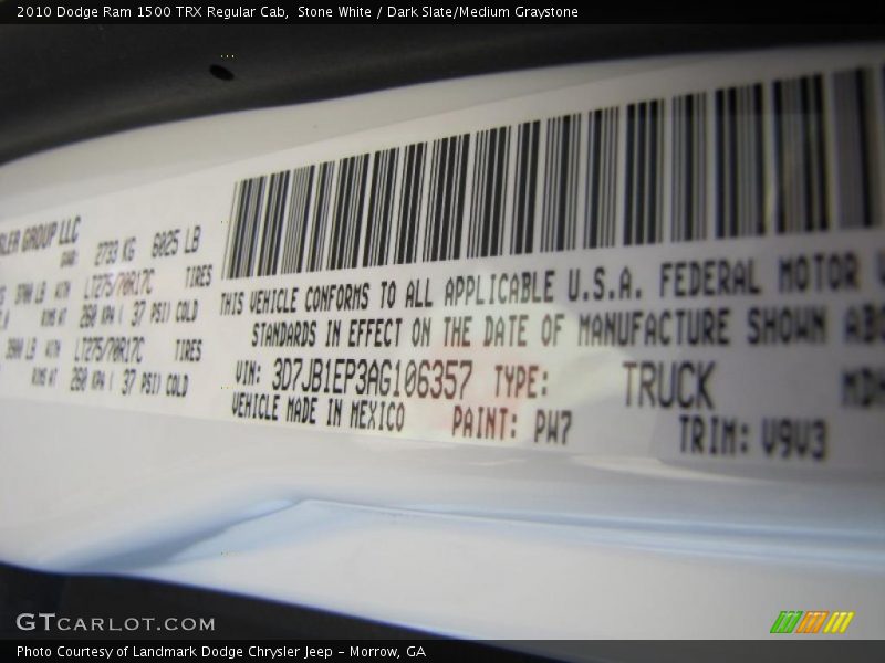 Stone White / Dark Slate/Medium Graystone 2010 Dodge Ram 1500 TRX Regular Cab