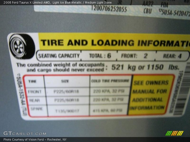 Light Ice Blue Metallic / Medium Light Stone 2008 Ford Taurus X Limited AWD