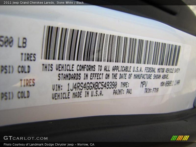 Stone White / Black 2011 Jeep Grand Cherokee Laredo