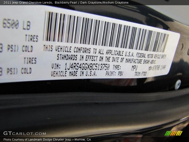 Blackberry Pearl / Dark Graystone/Medium Graystone 2011 Jeep Grand Cherokee Laredo