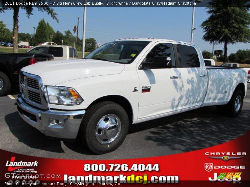 Bright White / Dark Slate Gray/Medium Graystone 2011 Dodge Ram 3500 HD Big Horn Crew Cab Dually