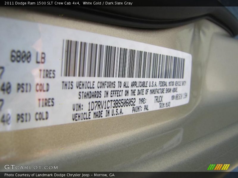 White Gold / Dark Slate Gray 2011 Dodge Ram 1500 SLT Crew Cab 4x4