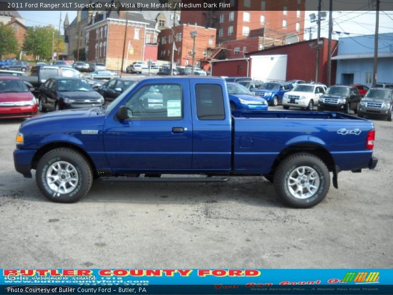 Vista Blue Metallic / Medium Dark Flint 2011 Ford Ranger XLT SuperCab 4x4