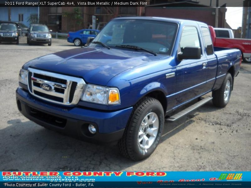 Vista Blue Metallic / Medium Dark Flint 2011 Ford Ranger XLT SuperCab 4x4