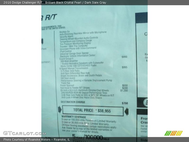 Brilliant Black Crystal Pearl / Dark Slate Gray 2010 Dodge Challenger R/T