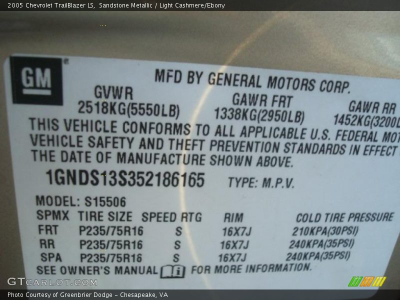 Sandstone Metallic / Light Cashmere/Ebony 2005 Chevrolet TrailBlazer LS