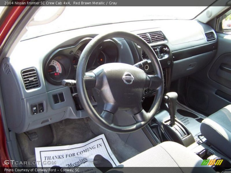 Red Brawn Metallic / Gray 2004 Nissan Frontier SC Crew Cab 4x4