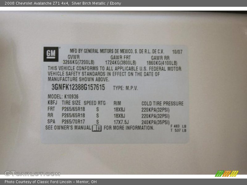 Silver Birch Metallic / Ebony 2008 Chevrolet Avalanche Z71 4x4