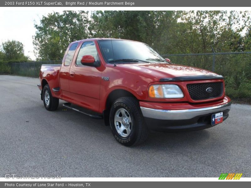 Bright Red / Medium Parchment Beige 2003 Ford F150 XLT SuperCab