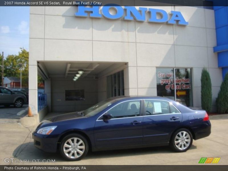 Royal Blue Pearl / Gray 2007 Honda Accord SE V6 Sedan