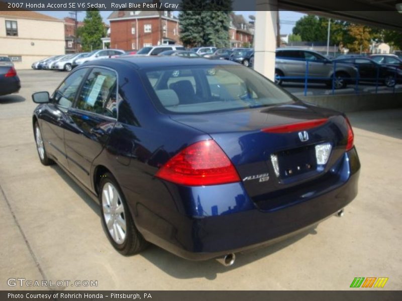 Royal Blue Pearl / Gray 2007 Honda Accord SE V6 Sedan