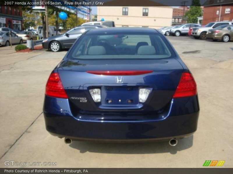 Royal Blue Pearl / Gray 2007 Honda Accord SE V6 Sedan