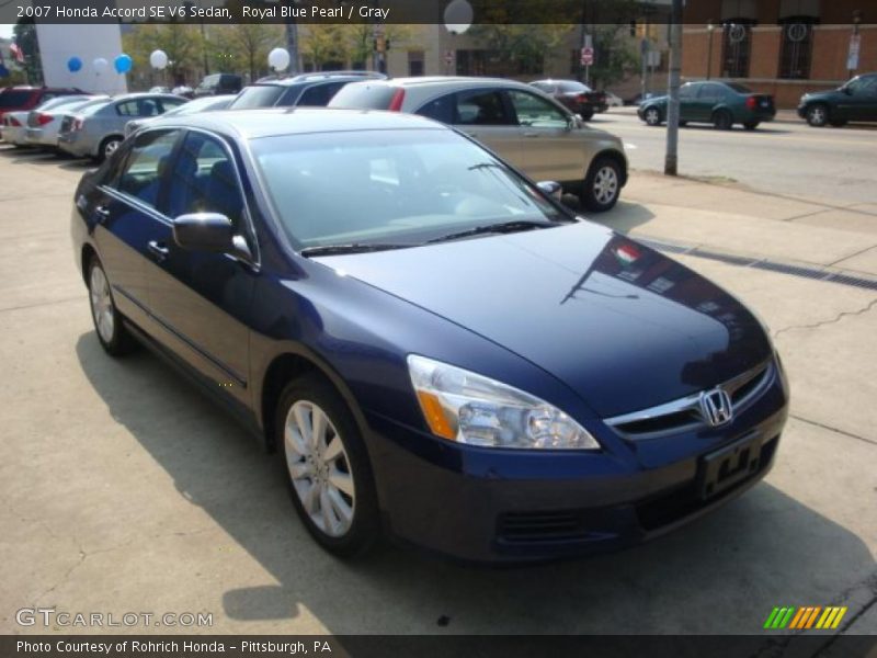 Royal Blue Pearl / Gray 2007 Honda Accord SE V6 Sedan
