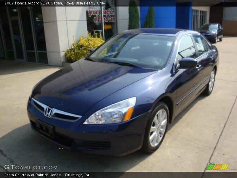 Royal Blue Pearl / Gray 2007 Honda Accord SE V6 Sedan