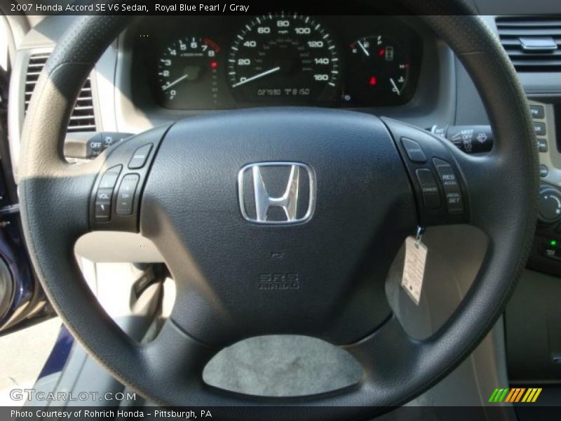 Royal Blue Pearl / Gray 2007 Honda Accord SE V6 Sedan