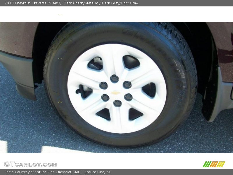 Dark Cherry Metallic / Dark Gray/Light Gray 2010 Chevrolet Traverse LS AWD