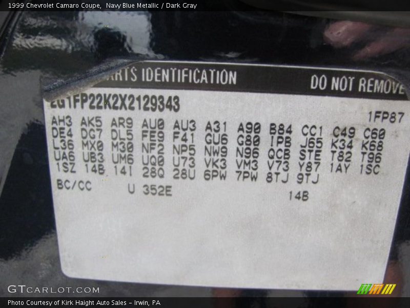 Navy Blue Metallic / Dark Gray 1999 Chevrolet Camaro Coupe