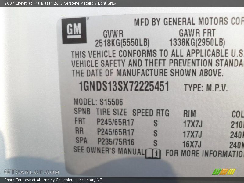 Silverstone Metallic / Light Gray 2007 Chevrolet TrailBlazer LS