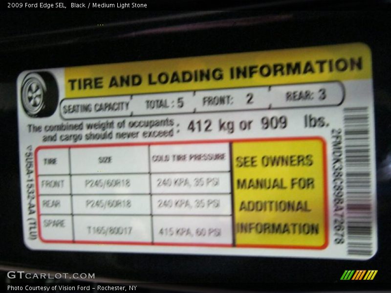 Black / Medium Light Stone 2009 Ford Edge SEL