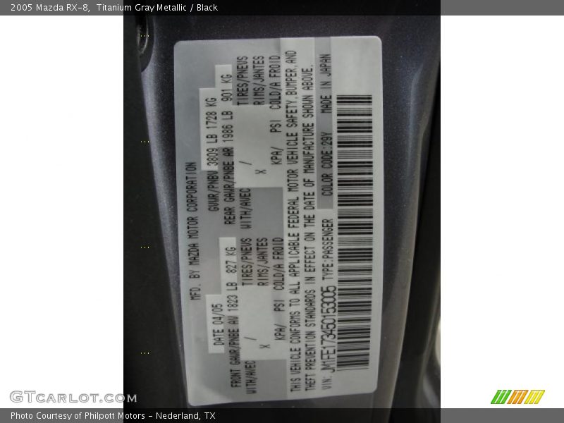 Titanium Gray Metallic / Black 2005 Mazda RX-8