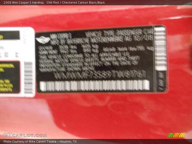 Chili Red / Checkered Carbon Black/Black 2009 Mini Cooper S Hardtop