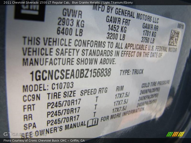Blue Granite Metallic / Light Titanium/Ebony 2011 Chevrolet Silverado 1500 LT Regular Cab