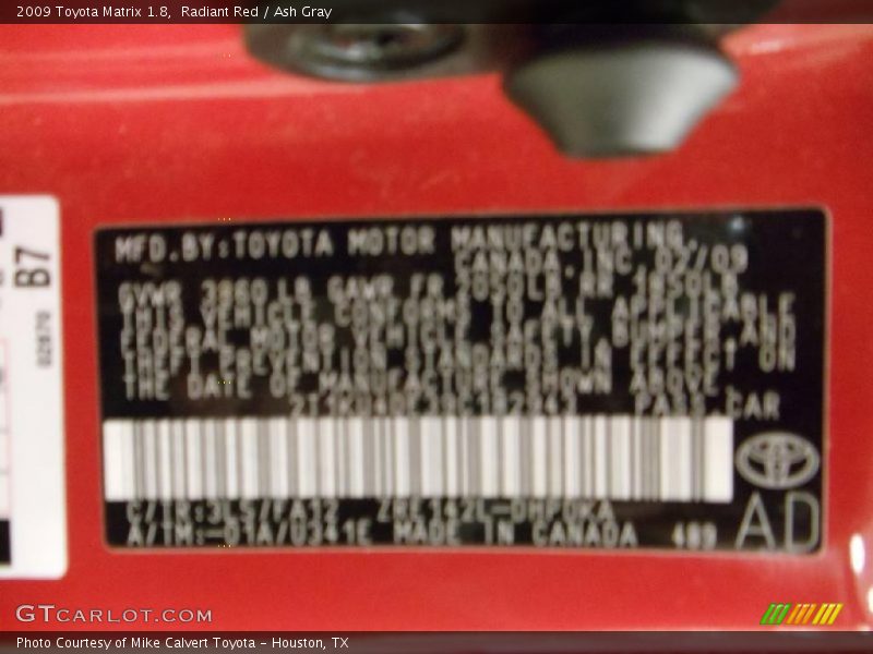 Radiant Red / Ash Gray 2009 Toyota Matrix 1.8