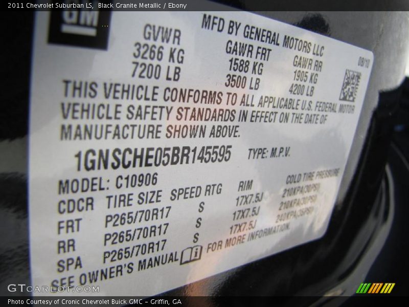 Black Granite Metallic / Ebony 2011 Chevrolet Suburban LS