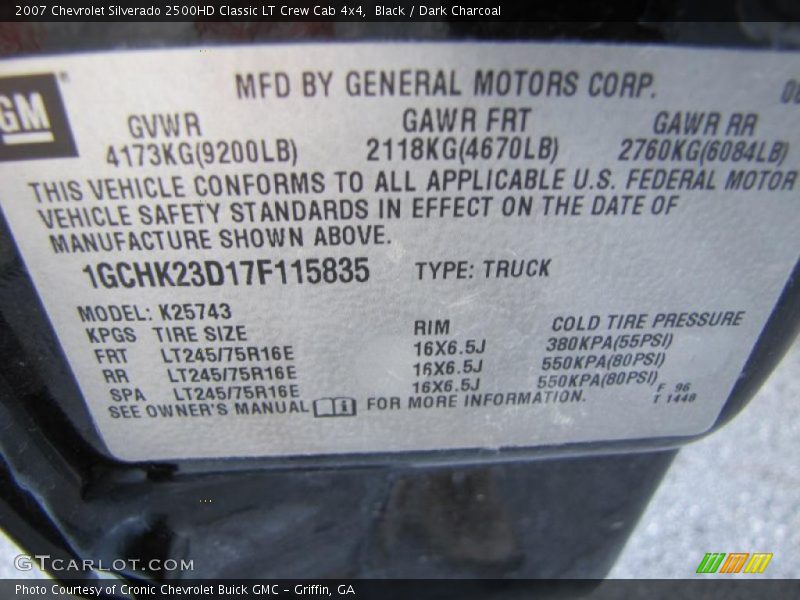Black / Dark Charcoal 2007 Chevrolet Silverado 2500HD Classic LT Crew Cab 4x4