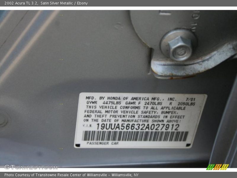 Satin Silver Metallic / Ebony 2002 Acura TL 3.2