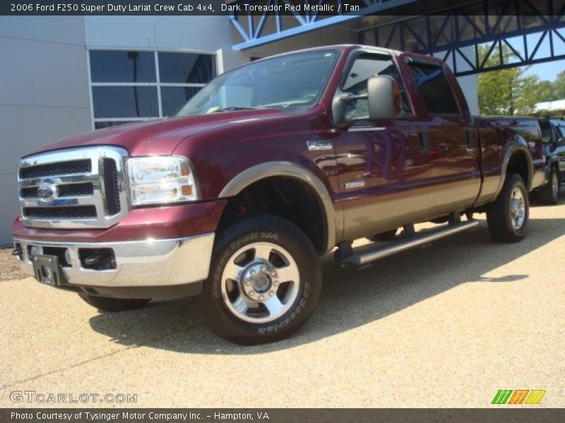 Dark Toreador Red Metallic / Tan 2006 Ford F250 Super Duty Lariat Crew Cab 4x4