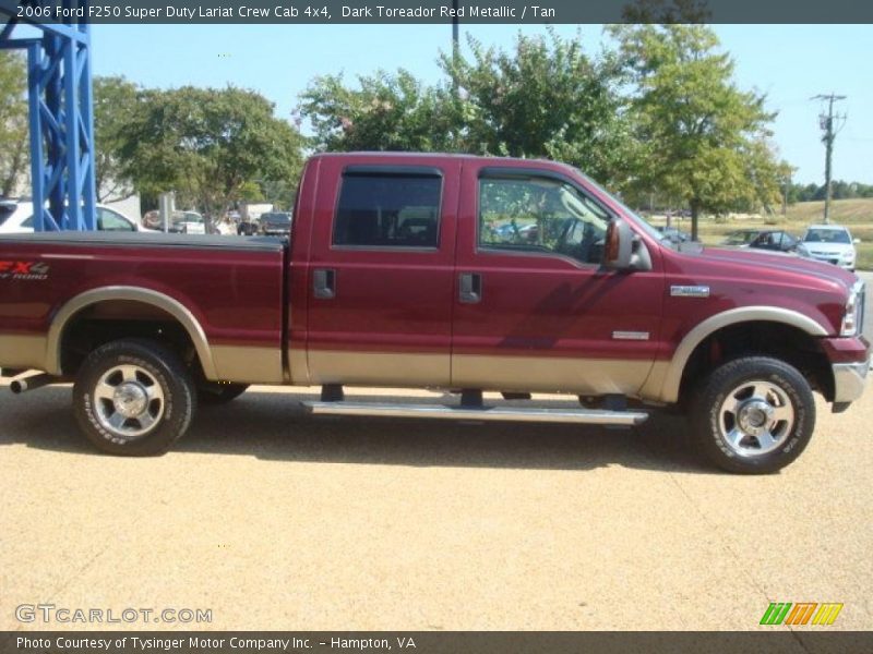 Dark Toreador Red Metallic / Tan 2006 Ford F250 Super Duty Lariat Crew Cab 4x4