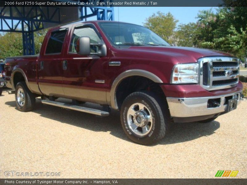 Dark Toreador Red Metallic / Tan 2006 Ford F250 Super Duty Lariat Crew Cab 4x4
