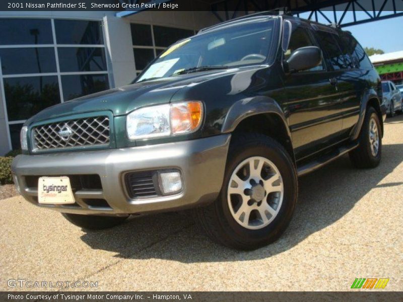 Sherwood Green Pearl / Beige 2001 Nissan Pathfinder SE