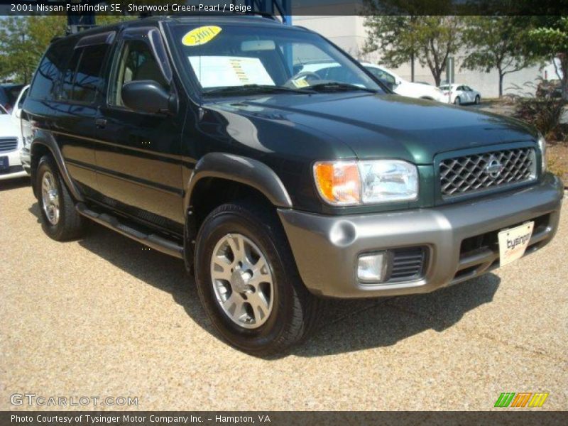 Sherwood Green Pearl / Beige 2001 Nissan Pathfinder SE