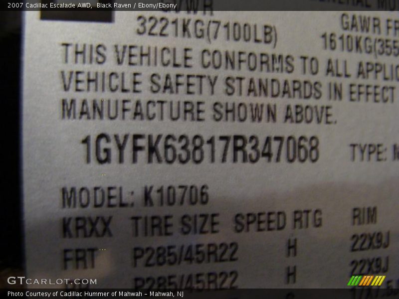 Black Raven / Ebony/Ebony 2007 Cadillac Escalade AWD