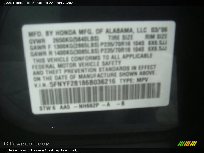 Sage Brush Pearl / Gray 2006 Honda Pilot LX