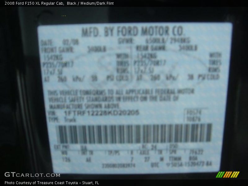 Black / Medium/Dark Flint 2008 Ford F150 XL Regular Cab