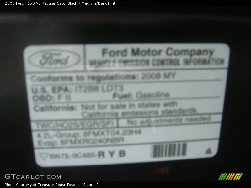 Black / Medium/Dark Flint 2008 Ford F150 XL Regular Cab