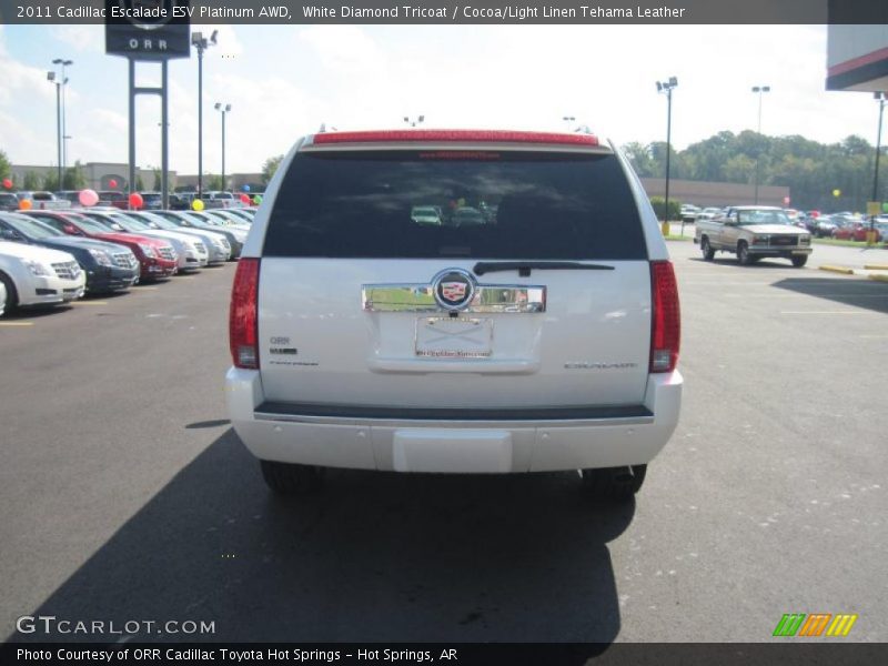 White Diamond Tricoat / Cocoa/Light Linen Tehama Leather 2011 Cadillac Escalade ESV Platinum AWD