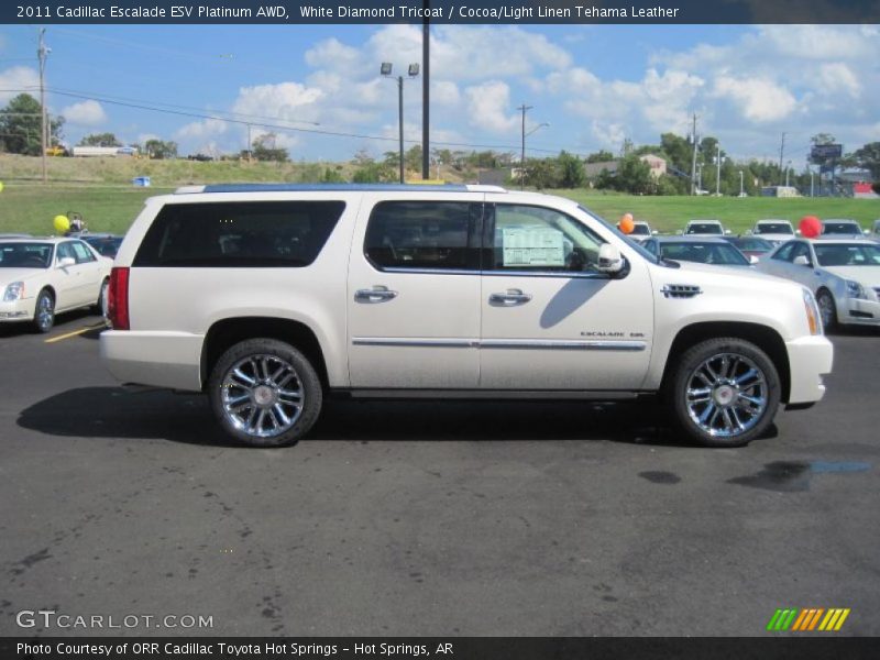 White Diamond Tricoat / Cocoa/Light Linen Tehama Leather 2011 Cadillac Escalade ESV Platinum AWD