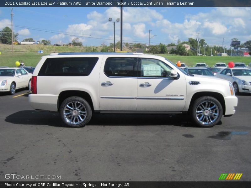 White Diamond Tricoat / Cocoa/Light Linen Tehama Leather 2011 Cadillac Escalade ESV Platinum AWD