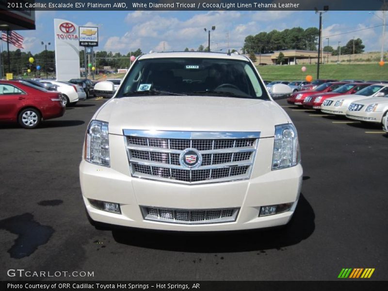 White Diamond Tricoat / Cocoa/Light Linen Tehama Leather 2011 Cadillac Escalade ESV Platinum AWD