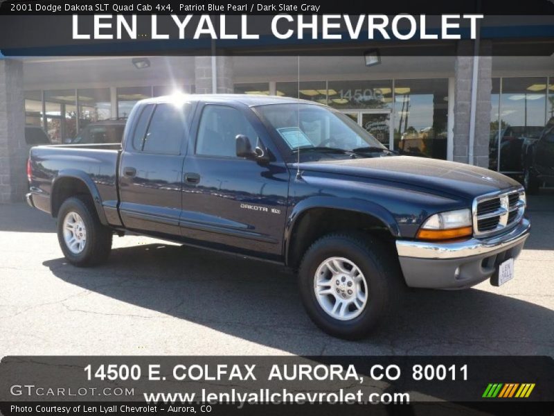 Patriot Blue Pearl / Dark Slate Gray 2001 Dodge Dakota SLT Quad Cab 4x4