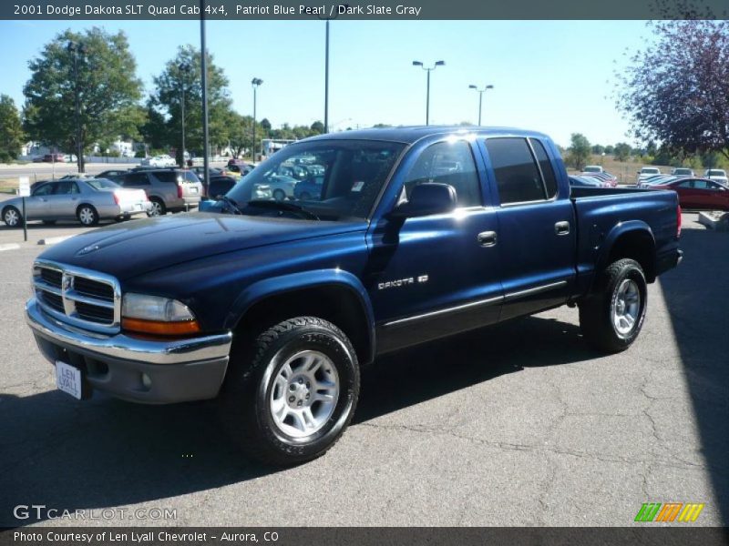 Patriot Blue Pearl / Dark Slate Gray 2001 Dodge Dakota SLT Quad Cab 4x4