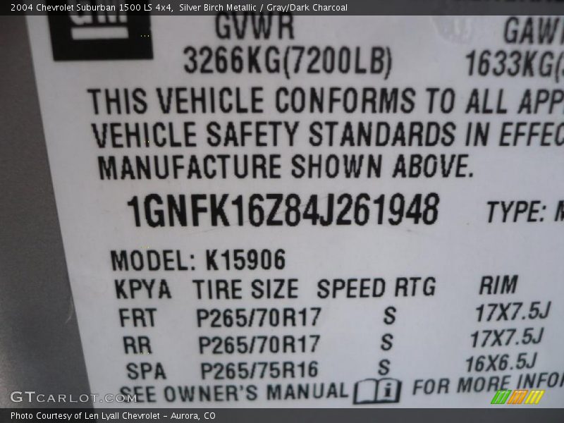 Silver Birch Metallic / Gray/Dark Charcoal 2004 Chevrolet Suburban 1500 LS 4x4