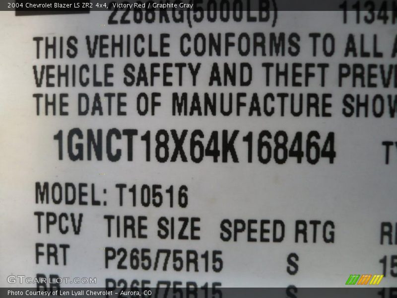 Victory Red / Graphite Gray 2004 Chevrolet Blazer LS ZR2 4x4